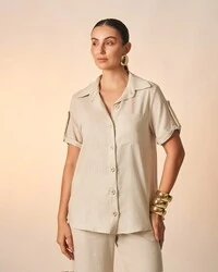 camisa nalu viscose e linho kayla