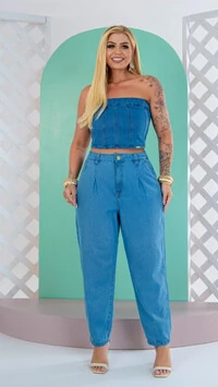 cropped jeans 100% algodao brunf