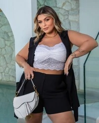 pre venda cropped renda poliamida com elastano mr fr