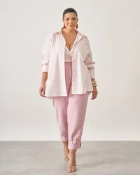 Camisa listrada+cropped com renda kayla