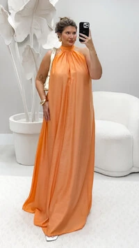 Pre venda vestido viscose glamour orange duas