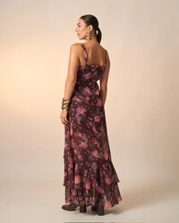 vestido floral chiffon celeste kayla
