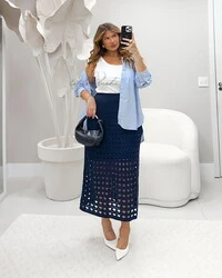 Saia tricot modal colmeia midi planet