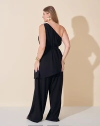 blusa um ombro viscose e poliamida assimetrica kayla