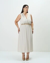 vestido decote transpassado classica quebela