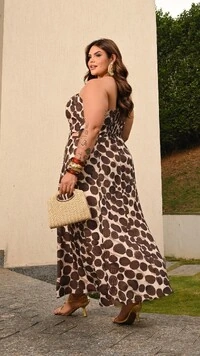 pre venda vestido longo um ombro giraffe divas