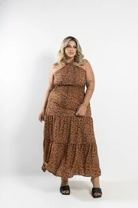 pre venda saia longa animal print elegance crepe italy