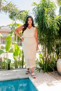 conjunto saia midi com franja e regata tela crochet predil