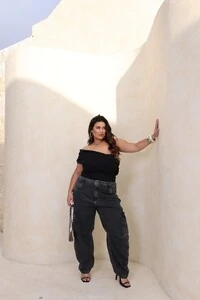 calca jeans barrel black extonada cargo style provador