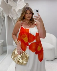 Pre venda vestido longo maxi flower duas