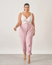 Camisa listrada+cropped com renda kayla