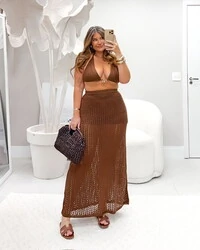 conjunto tricot sol saia longa e top planet