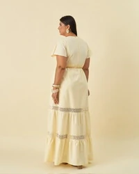 Vestido longo com renda rosalina kayla
