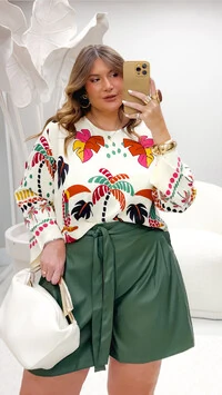 blusa estampada com manga longa libe