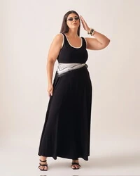 vestido malha de viscose bicolor kayla