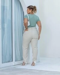 pre venda calca cenoura alfaiataria sarjada fivela mr fr