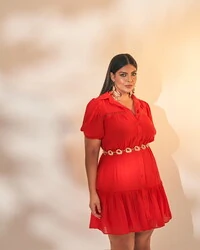 vestido chemise com renda detalhe entremeio quebela
