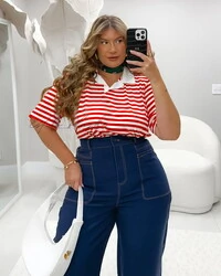 Blusa polo malha em viscose e elastano kayla