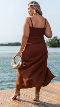 Pre venda vestido midi sendoriale fivelas mr fr
