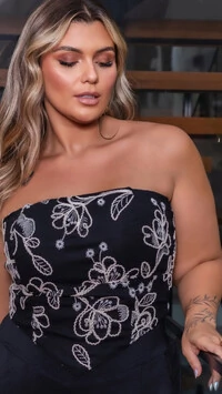 pre venda cropped bordado viscose e linho mr fr