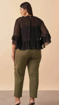 blusa peplum em crepe ggt fluido+ regata alca malha quebela