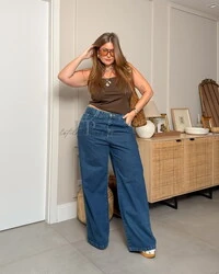 Calça wide blue fofinha