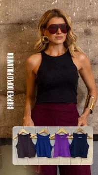 pre venda cropped midi duplo em poliamida amni tellos