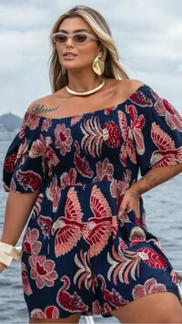 Pre venda macaquinho viscose estampa digital mr fr