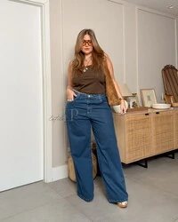 Calça wide blue fofinha