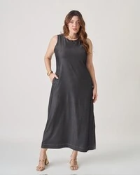 vestido jeans denim spander com ziper costas upper
