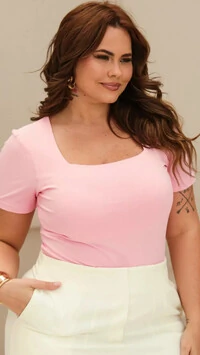 blusa malha poliamida decote quadrado upper