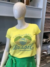 blusa t shirt brasil patria amada coracao hotfix ´predil