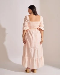 Vestido longo algodao com elastex floresta kayla