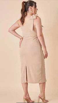 vestido um ombro lace midi nara alfaiataria scuba crepe com elastano upper