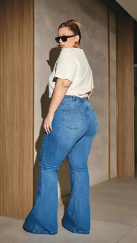 calca flare jeans blue izzat