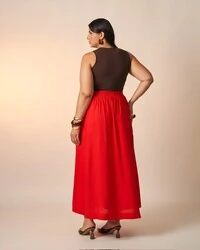 saia viscose e linho clea midi kayla