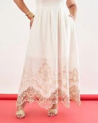 Vestido midi dec quadrado barrado renda Queeny kayla