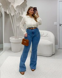 calca flare jeans com elastano f provador