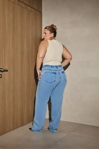 Calca reta jeans rise 2 izzat