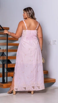 pre venda vestido longo lasie barrado fenda mr fr