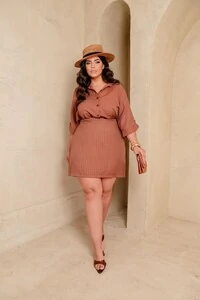 Conjunto listras alfaiataria camisa e saia predil
