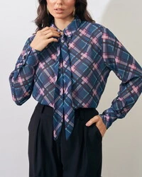 camisa linda crepe xadrez kayla