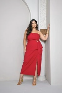 Conjunto tomara que caia e saia midi divas