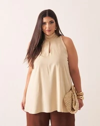 regata alongada em viscose gola alta kayla