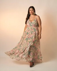 vestido floral chiffon celeste kayla