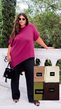 blusa max tricot assimetrica planet