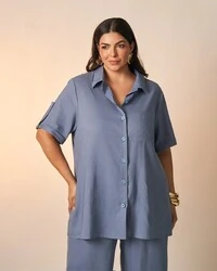 camisa nalu viscose e linho kayla