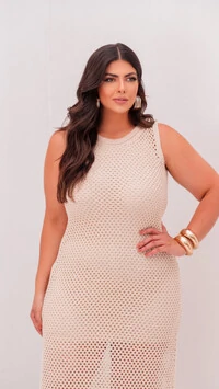 vestido tricot vazado regata planet