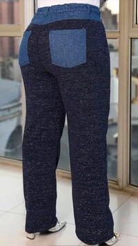 Calca com cos jeans e tricot com elastano katha