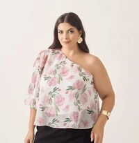 Blusa um ombro floral crepe ggt kayla